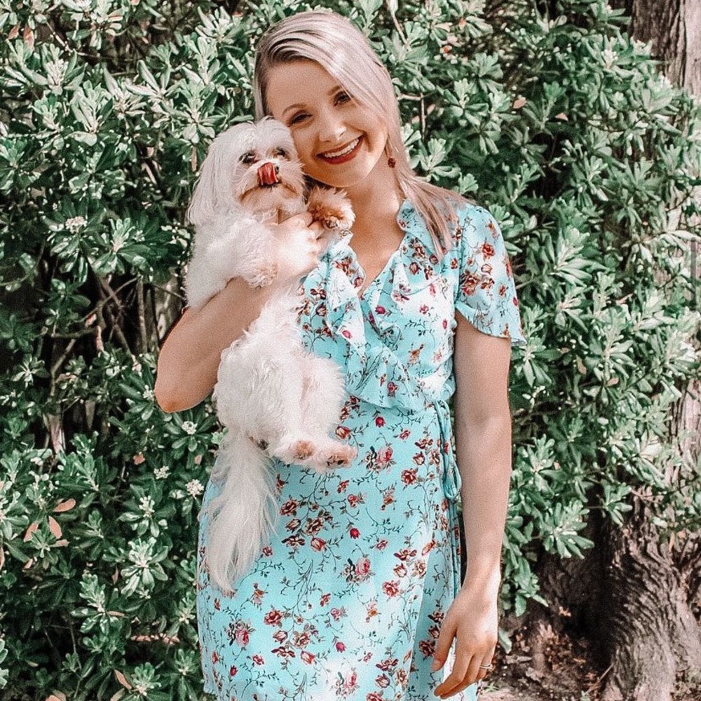 Blue wrap dress